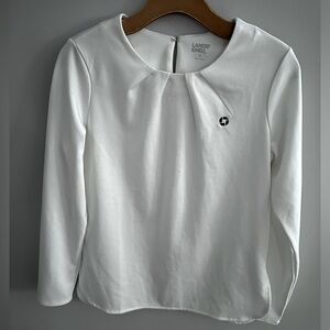 Land's End Chase Bank White Pleated Neck Top